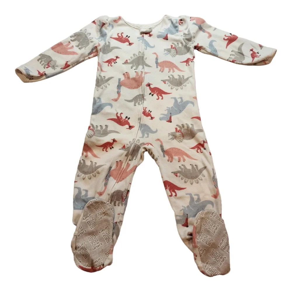 Just One You by Carter's Fleece Zip-up Footed Dinosaur PJs 4T